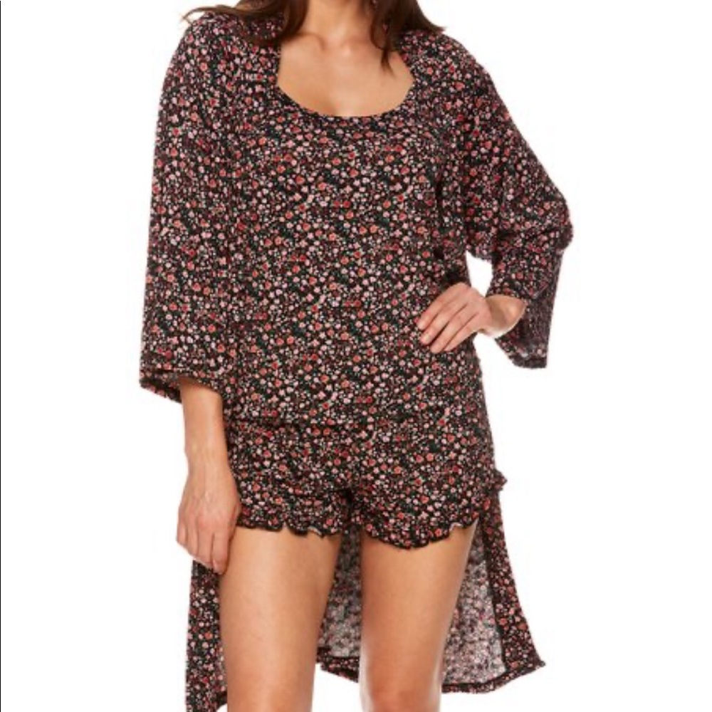 Black floral robe